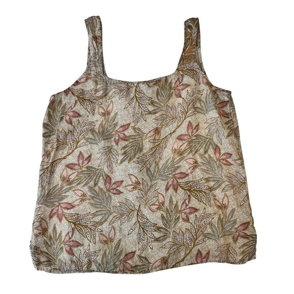Cynthia Rowley Linen Floral Tank Top Women’s Large Botanical Resort Coastal - Picture 2 of 9